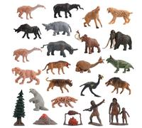 NiceLand 24 Pezzi Set di Statuette di Evoluzione Animali Selvatici Figura Uomo Primitivo Figurine Simulati Animali Preistorici Figurine per Bambini e Adulti Gioco Educativo Scientifico