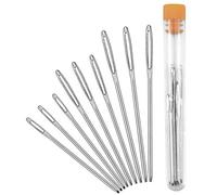 NiceLand Aghi da Lana 9 Pezzi Aghi per Cucire di Grande Occhio in Acciaio, Ago per Lana Aghi per Cucire a Mano per Maglieria Cucito per Progetti di Pelle con Bottiglia Trasparente