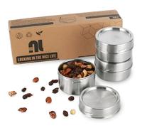 nicelock Contenitore per il pranzo in acciaio inox a prova di perdite (3 pezzi), 200 ml, piccolo contenitore in acciaio inox, adatto per snack frutta, cereali, zuppe, ecc