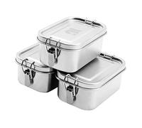 nicelock contenitori ermetici per alimenti in acciaio inox, 3 x 400 ml Piccolo contenitore cibo con coperchi, lunch box ermetico scatole per porzioni, senza BPA e plastica per scuola, lavoro e viaggi