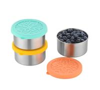 nicelock Piccoli contenitori per alimenti in acciaio inox con coperchi in silicone, 220 ml, 3 pezzi, contenitori per pranzo, snack, pasti, senza BPA, adatti per congelatore e lavastoviglie