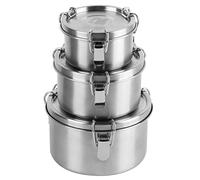 nicelock Piccoli contenitori per alimenti in acciaio inox con coperchio ermetico Set di 3 scatole per il pranzo Bento in metallo ecologico Scatola Tiffin Box Snack Pot Riutilizzabile 200+450+750ML