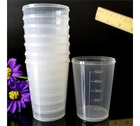 Niceminiwall 10 misurini da 50 ml in plastica trasparente trasparente per liquidi e campioni, set di misurini da cucina graduati con scala facile da leggere,