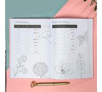 Niceminiwall Agenda per matrimoni e organizer: conto alla rovescia di 12 mesi con sezioni per spose, liste di controllo settimanali mensili, portatile, 21 x 15 cm (fiori di farina)