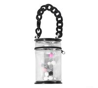 Niceminiwall Borsa portaoggetti in PVC trasparente con catena da appendere, contenitore a cilindro trasparente portatile antipolvere per scatola cieca, caricatore per bambole, auricolari, gioielli, da