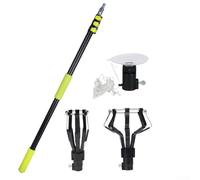 Niceminiwall Cambia lampadina professionale con asta telescopica da 143-360 cm, asta di prolunga a 8 dita, attacco a ventosa per luci da incasso a soffitto alto