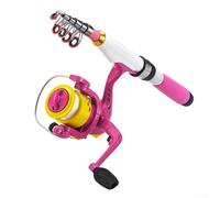 Niceminiwall Canna da pesca, kit di canna da pesca da viaggio piccola da 1,2 m, kit portatile da viaggio, canna da pesca telescopica pieghevole per principianti (asta + mulinello rosa)