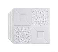 Niceminiwall Confezione da 10 adesivi da parete in mattoni di pietra 3D con pannelli in morbida schiuma PE per la decorazione della casa, 35 x 35 cm, bianchi, impermeabili e isolati dal suono