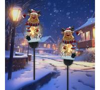 Niceminiwall Lampada da giardino a energia solare a forma di Babbo Natale, 80 cm, decorazione natalizia in metallo con luce calda, struttura in ferro resistente alle intemperie, per esterni Y (renna