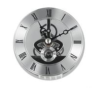 Niceminiwall Meccanismo di ricambio per orologio da 86 mm, con numeri romani, con copertura trasparente, lunetta dorata, lente in vetro per la realizzazione di orologi da parete (argento)