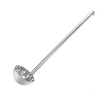 Niceminiwall Mestolo in acciaio inox con cucchiaio dosatore, manico lungo per stufato di sugo di zuppa, bordo versatore e gancio per appenderlo, lavabile in lavastoviglie (F)