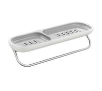 Niceminiwall Organizer per bagno e doccia, con barra per asciugamani, senza fori, montaggio a parete, portasapone a doppio strato, per cucina, bagno, lavanderia