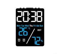 Niceminiwall Orologio digitale con grande display per ora, temperatura, umidità, luminosità regolabile, diversi colori, 12 x 9 x 2,5 cm, per camera da letto e ufficio (guscio nero blu)