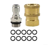 Niceminiwall Rondella ad alta pressione/Set di adattatori a connessione rapida da 10,2 cm con raccordo in ottone, ghiera in acciaio inossidabile e 10 O-Ring per sistemi da 5000 PSI