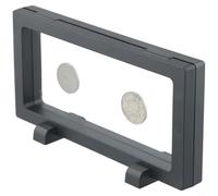 Niceminiwall Scatola espositore per monete con supporto per medaglie, francobolli e gioielli, 180 x 90 x 20 mm, in PVC+PE, colore nero