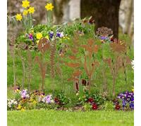 Niceminiwall Set di 10 fiori rustici in ferro e metallo, 30,5 x 10,2 cm, per prato, sentieri e composizioni in vaso, decorazione per esterni resistente alle intemperie con plu (10 set di fiori)