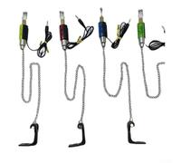 Niceminiwall Set di 4 indicatori luminosi a LED per pesca alla carpa, con clip regolabile e catena, non richiede batteria, allarmi per pesca notturna compatibili con la maggior parte (4 colori)