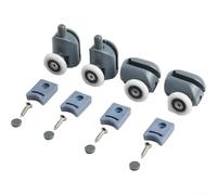Niceminiwall Set di 4 rulli singoli per porta della doccia con ruote da 23 mm, guide regolabili e pulegge compatibili con porte in vetro curvo o quadrante, facile scorrimento di ricambio