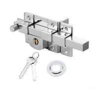 Niceminiwall Set di serrature per porte resistenti, con doppio cilindro, sistema di chiusura meccanica, per porte esterne, recinzioni, cancelli da giardino, argento (destra)