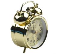 Niceminiwall Sveglia meccanica in oro con design retrò a ferro di cavallo, carica manuale, doppia campana in metallo, 7 cm, elemento decorativo per camera da letto, soggiorno o studio