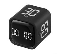 Niceminiwall Timer con design flip con rilevamento della gravità, orologio silenzioso con conto alla rovescia con volume regolabile, batteria ricaricabile USB-C da 500 mAh, ABS compatto (nero)