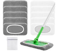 Nicemiya 10 panni per pavimenti Swiffer bagnati e riutilizzabili, in microfibra, ideali per Swiffer Wet & Dry Starter (bianco + grigio)