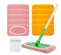 Nicemiya 10 Pezzi Panni Catturapolvere per Swiffer Sweeper, Cuffietta in Microfibra Riutilizzabile per Mop, Ideale per Swiffer Wet & Dry Starter (Rosa + Arancione)