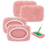 Nicemiya 4 pezzi per Swiffer salviette umidificate per pavimenti con sacchetto per la biancheria, riutilizzabili in microfibra, ideale per Swiffer Wet & Dry Starter (4 pezzi, rosa)