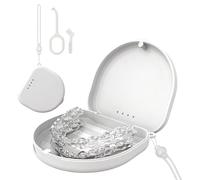 NiceNaiils 1 Pcs scatole per parentesi graffe, compatibile con Invisaligns, custodia con strumenti di prelievo e spazzola Aligner Chewies& Spazzola, scomparto interno estraibile in silicone（Bianco）