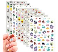 NICENEEDED 10 foglio di Adesivi per Nail Art con Dinosauro Dei Cartoni Animati, Decalcomanie per Unghie Colorate con Animali Graffiti, Simpatico Adesivo Autoadesivo per Gioielli