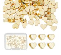 NICENEEDED 100 pezzo di Perline Distanziatrici A Forma di Cuore, Perline A Cuore Placcate In Oro 18K, Ciondoli Pendenti In Ottone con Foro Piccolo Perline Sfuse con Ciondolo A Forma