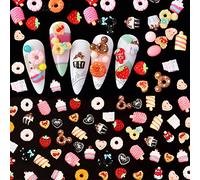 NICENEEDED 100 pz 3D Flatback Resina Zucchero Nail Art Charms, Slime per Unghie Gelato Alla Caramella Dolce, Stili Assortiti Charms Nail Accessori per Nail Design Jewelry