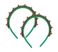 NICENEEDED 2 fasce natalizie con campanelle, colore rosso, verde, oro, campane di Natale, per acconciature da donna, per feste di Natale