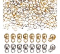 NICENEEDED 200 PZ Collegamenti con Perline Cauzione Oro Argento, Ciondoli per Perline Distanziali con Perline A Tubo di Cauzione con Anello, Collegamenti Del Connettore Del Gancio Delle Perline di