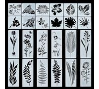 NICENEEDED 24 pz Stencil per Piante Naturali per Dipingere su Legno, Modello Floreale con Foglie di Stencil In PET, Stencil Da Disegno di Vite per La Pittura