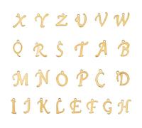 NICENEEDED 26 pezzo di Ciondoli con Lettera ABC In Oro 18K, Ciondoli In Acciaio Inossidabile con Anello di Salto Aperto, Pendenti Alfabetici Maiuscoli Iniziali AZ