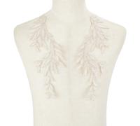 NICENEEDED 3 Paio di Toppe in Pizzo Foglia Oro, Applicazioni Termoadesive con Foglie, Finiture in Pizzo Ricamato in Poliestere, Patch di Paillettes