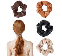 NICENEEDED 4 pezzo di Elastici per Capelli In Morbida Pelle PU, Fasce Elastiche per Capelli Elastiche per La Decorazione di Capelli Sottili e Spessi, Gioielli per Elastici per Capelli In Tinta Unita