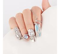 NICENEEDED 4Pcs Anelli per Unghie con Punta Delle Dita Da Donna, Accessori per Ciondoli per Nail Art con Apertura Regolabile, Copertura per Le Dita con Strass Decorazione Armatura Anello Unghie Prote