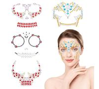 NICENEEDED 4PCS Gioielli per Il Viso di Halloween, Attaccare su Strass Rave Face Gems Occhi Autoadesivi Tatuaggi Temporanei per Il Corpo, Forniture per Il Trucco Del Partito con Cristalli