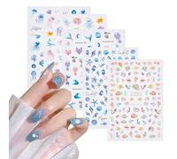 NICENEEDED 5 foglio di Adesivi per Nail Art con Sirena, Decalcomanie Autoadesive per Lamine per Unghie, Decorazione per Adesivo per Unghie con Trasferimento di Unghie Carino Sotto Il Mare