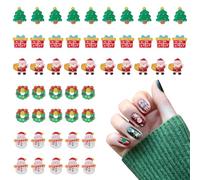 NICENEEDED 50 pz. Charm per Unghie Natalizio, Decorazioni per Unghie con Babbo Natale, Pupazzo di Neve, Campanelli e Albero di Natale, Charms in Resina per Unghie Invernali 3D