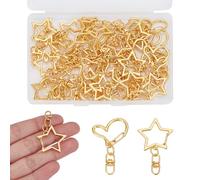 NICENEEDED 50 pz. Chiusura A Moschettone A Forma di Cuore e Stella, Portachiavi A Scatto per Lavori Fai da Te, Accessori per Borse per La Creazione di Gioielli