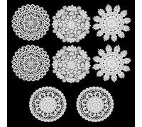 NICENEEDED 8 pz Centrini in Pizzo all'Uncinetto, Sottobicchieri Rotondi in Pizzo Bianco da 6 Pollice, Runner da Tavolo Rotondi, Tovagliette all'Uncinetto Fatte A Mano Decor