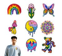 NICENEEDED 8 pz. Toppe Termoadesive Psichedeliche, Applique Ricamata A Forma di Mandala A Forma di Fungo, Decorazione Applique da Cucito Colorata Fai da Te