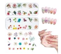 NICENEEDED Adesivi per Nail Art con Fiori Secchi 3D, Foglie Floreali Secche Colorate per Resina per Unghie, Adesivi per Unghie Mini Petali di Fiori Fai Da Te