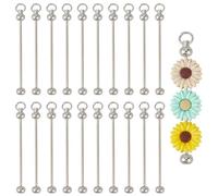 NICENEEDED Barra Portachiavi Perline Vuota da 20 pz, Forniture per La Realizzazione di Portachiavi in Metallo con Perline all'Ingrosso, Barre Portachiavi con Ciondolo A Perline