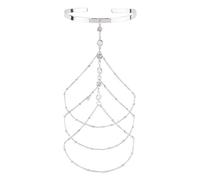 NICENEEDED Bracciale A Catena per La Parte Superiore del Braccio, Bracciale Bikini Multistrato con Strass e Polsino Aperto Regolabile, Bracciali Rigidi
