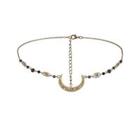 NICENEEDED Catena con Testa di Luna Vichinga, Catena per La Fronte con Luna Crescente Boho, Fascia per Capelli in Cristallo per Halloween Cosplay Copricapo per La Fronte