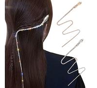 NICENEEDED Catene per Capelli Serpente con Strass Pieni Da 2 pezzo, Catene per Fermagli per Capelli con Nappe In Cristallo Punk, Copricapo Decorativo A Forcina con Strass Lungo 20 pollice per Donne